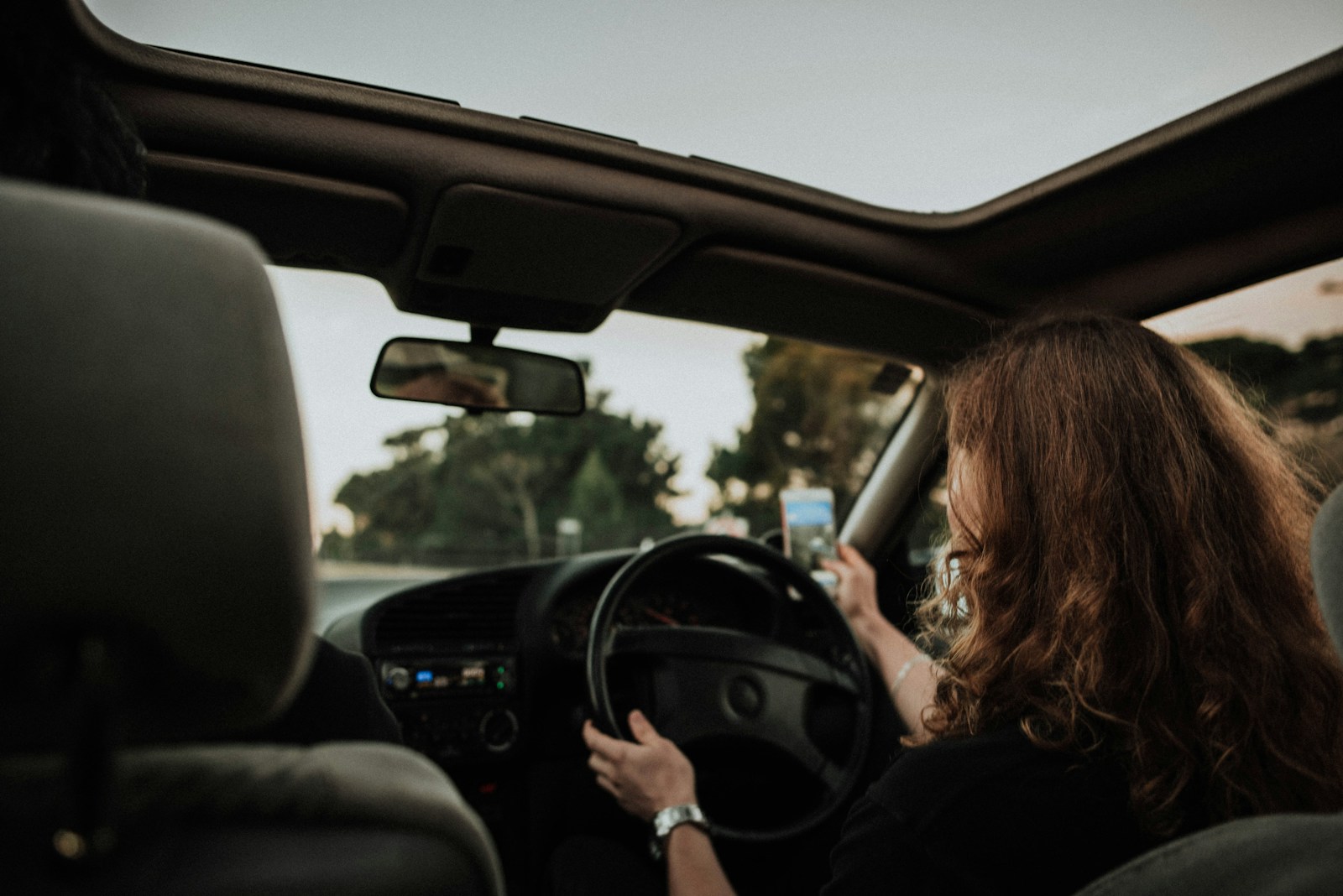 woman inside car driving, auto